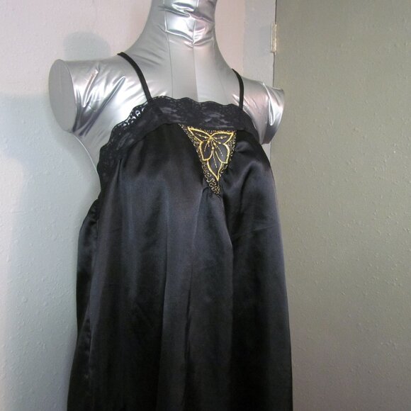 Coquette Girl Vintage Satin Slip with Gold Detailing - Picture 2 of 5